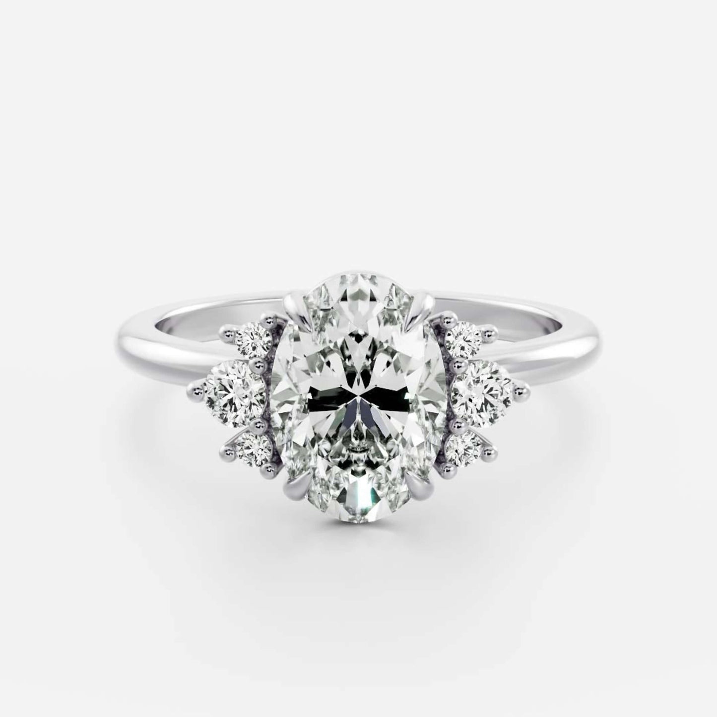 Oval Lab Diamond Solitaire Accent Ring in 14k Gold