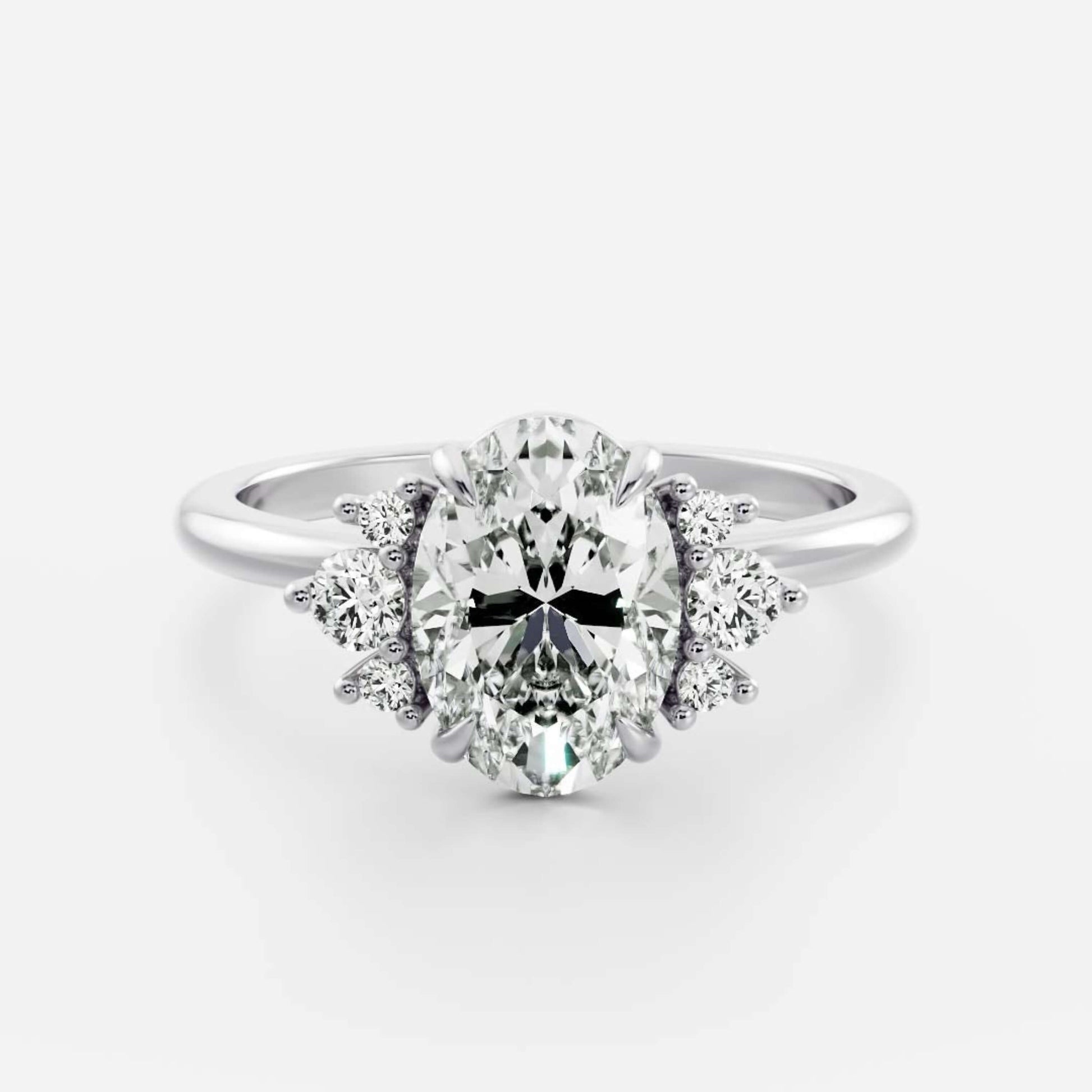 Oval Lab Diamond Solitaire Accent Ring in 14k Gold
