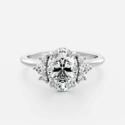 Oval Lab Diamond Solitaire Accent Ring in 14k Gold
