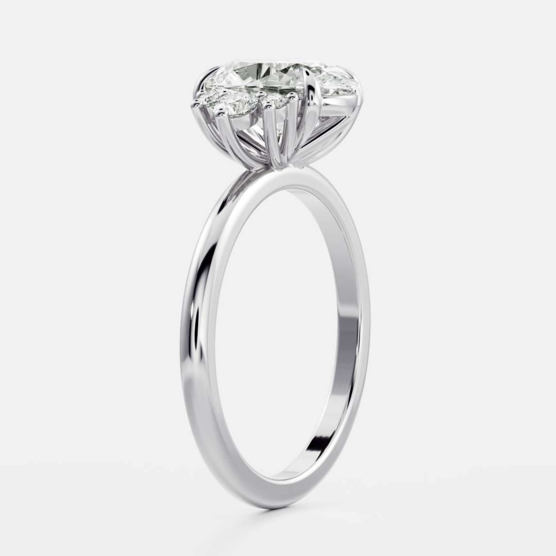 Oval Lab Diamond Solitaire Accent Ring in 18k Gold