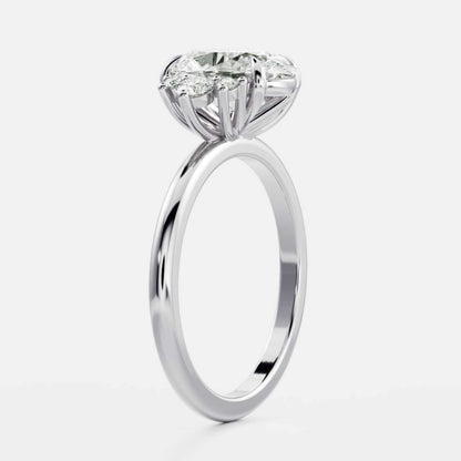 Oval Lab Diamond Solitaire Accent Ring in 18k Gold