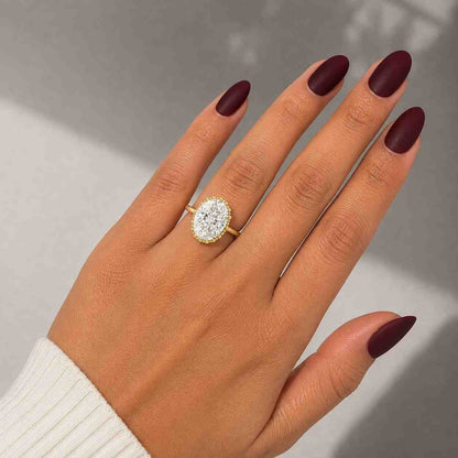 Oval Lab Grown Diamond Engagement Ring 6 prongs tulip setting
