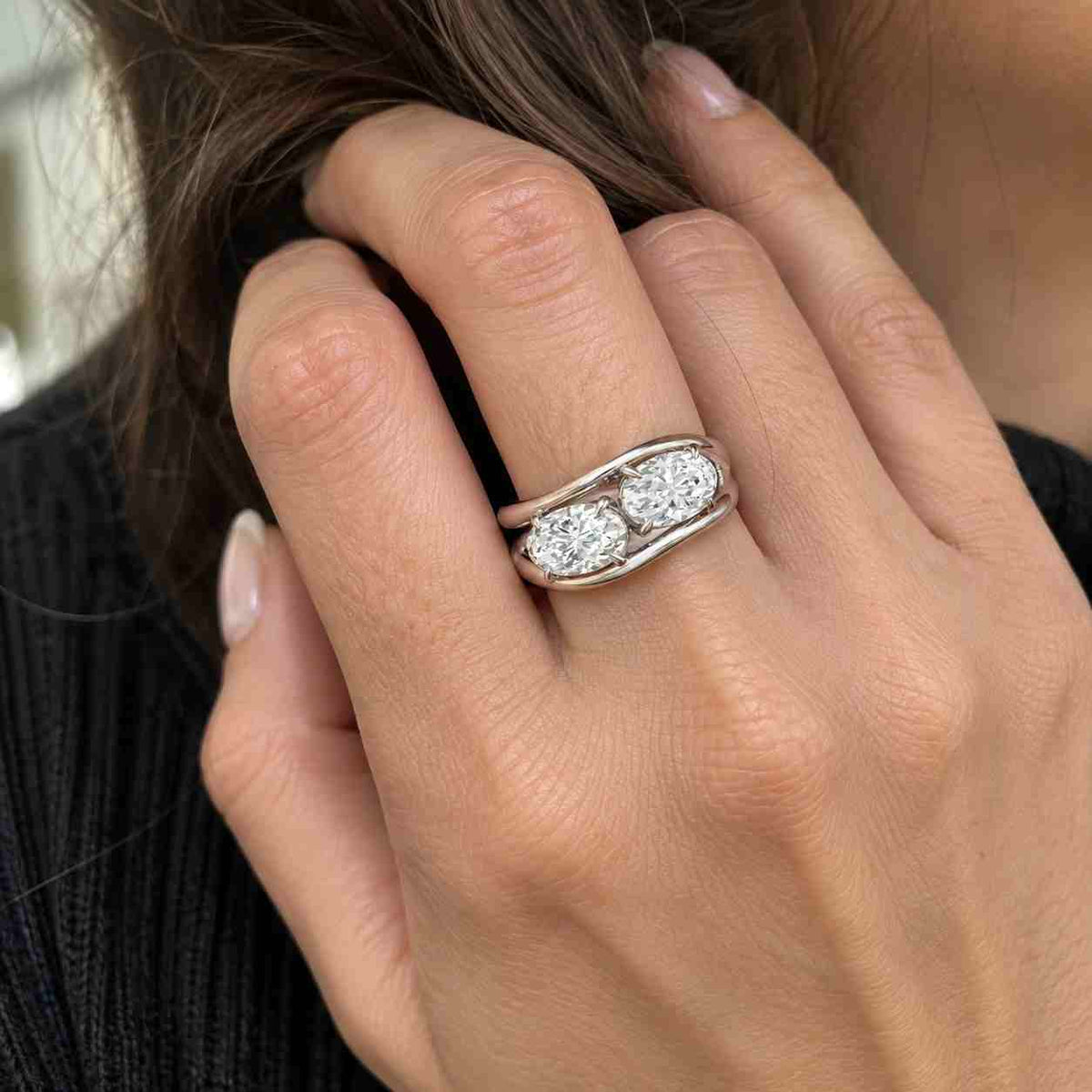 oval lab grown diamond engagement ring bezel set 14k gold igi certified e vvs2