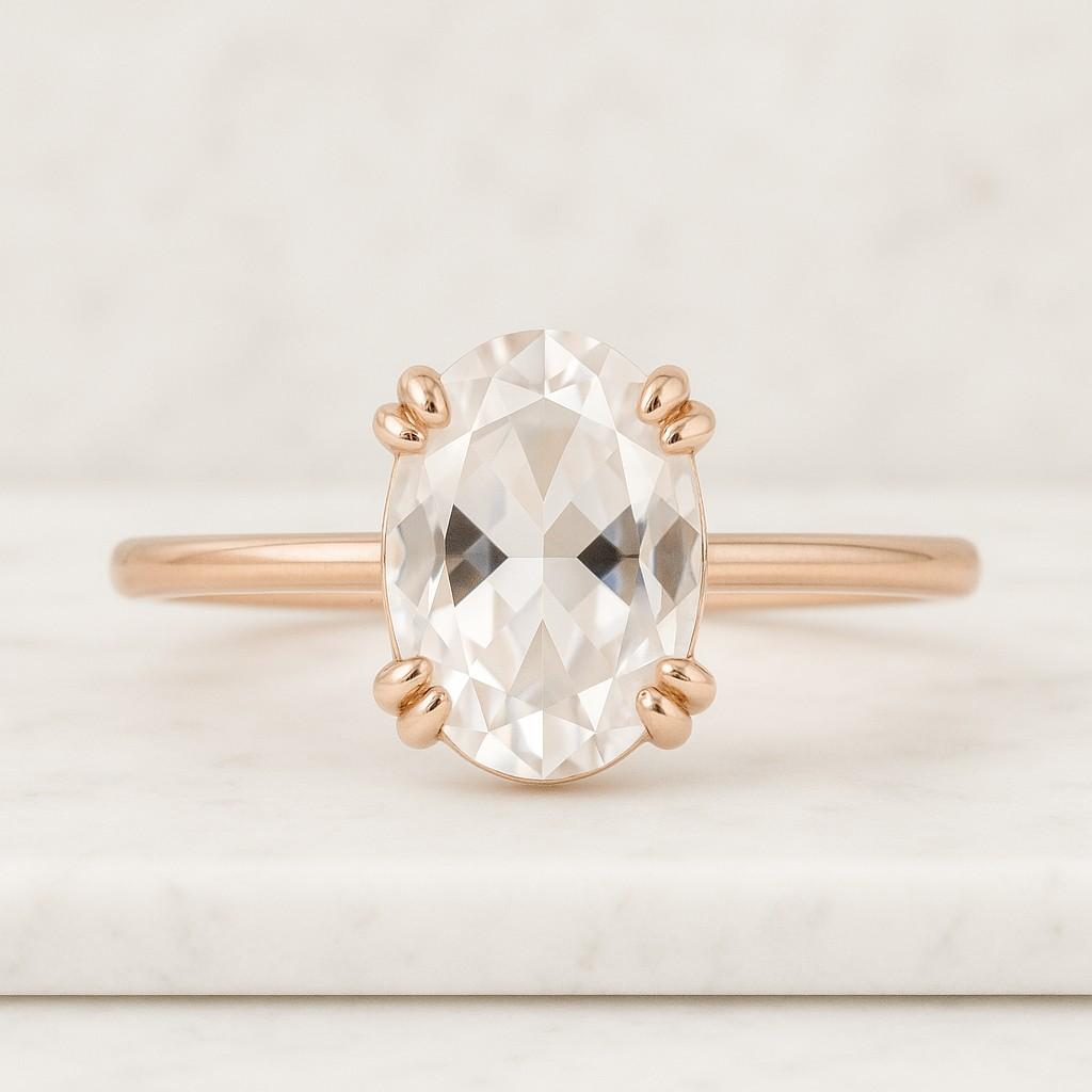 oval lab grown diamond engagement ring double claw prong oval anniversary ring