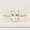 Oval Rose Cut Moissanite Solitaire Engagement Ring Double Claw Prong Set Diamond Ring