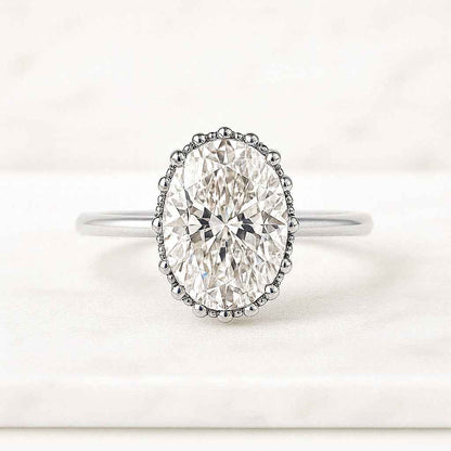 Oval Lab Grown Diamond Engagement Ring Oval Diamond Pave Band