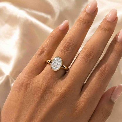 Oval Lab Grown Diamond Engagement Ring, Oval Lab Diamond Ring, Bezel Set Engagement Ring, Dainty Ring, 14K Gold Ring, Handmade Jewelry Gift