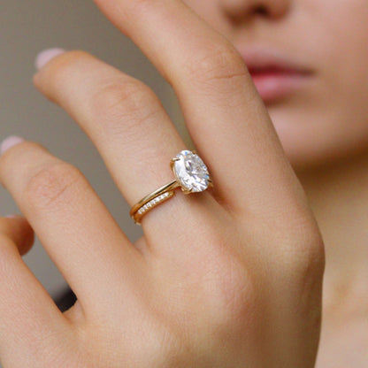Oval Lab Grown Diamond Engagement Ring Solitaire Wedding Ring 1st Anniversary Ring Gift
