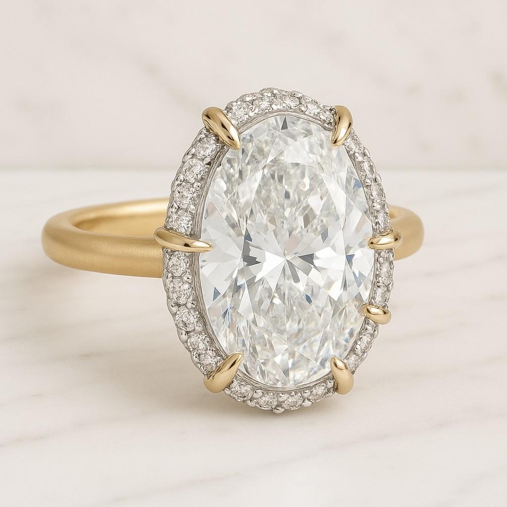 Oval Lab Grown Diamond Engagement Ring Solitaire Wedding Ring 1st Anniversary Ring Gift Bypass Oval Diamond Ring for