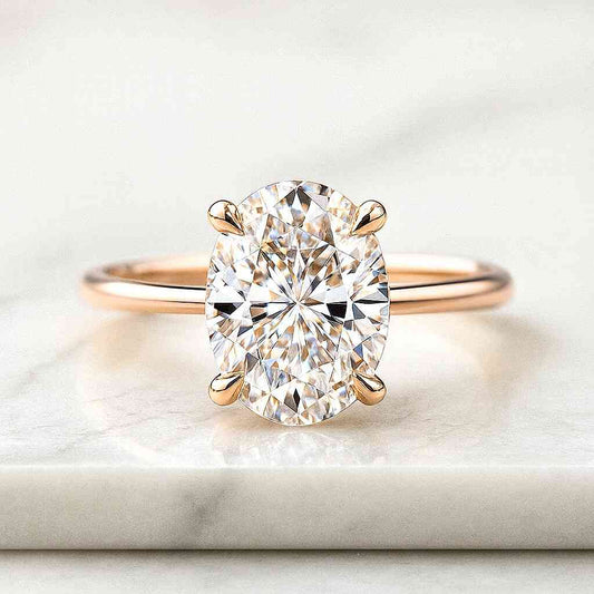 Oval Lab Grown Diamond Engagement Ring Solitaire Wedding Ring 1st Anniversary Ring Gift Simple Oval Diamond Ring for Proposal Oval Brilliant