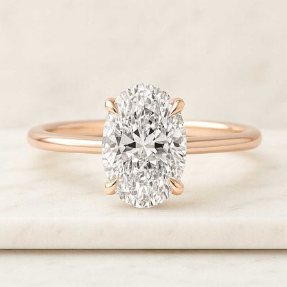 Oval Lab Grown Diamond Engagement Ring Three Stone Pear Cut Anniversary Ring