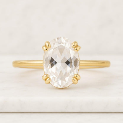 Oval Lab Grown Diamond Ring Hidden Halo Ring for Her Big Diamond Proposal Ring