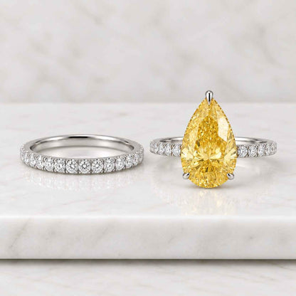 Oval Lab Grown Diamond Ring | Pear Side Stones, White Gold Trilogy Setting | Women's Jewelry
