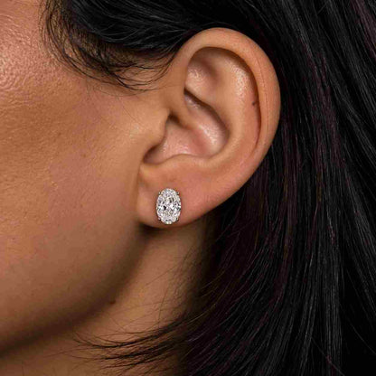 Oval Lab Grown Diamond Stud Earrings 14K Gold, 0.20 to 2.00 TCW Oval Brilliant Solitaire Studs, Dainty Bridal Wedding Earrings