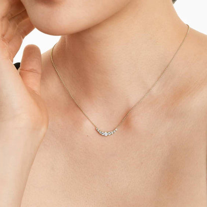 Oval Lab Grown Diamond Tennis Necklace 14K White Gold