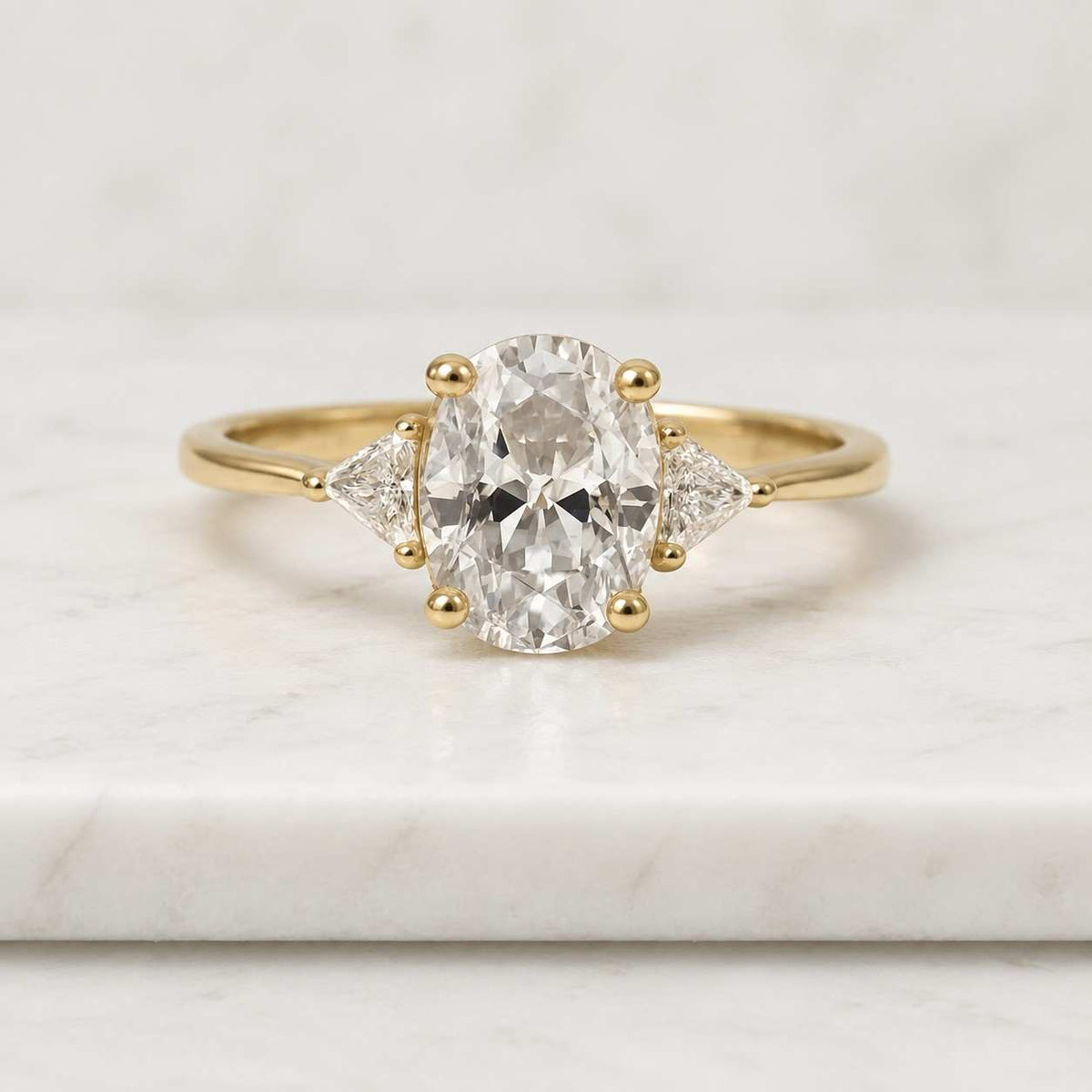 Oval Lab Grown Diamond Three Stone Engagement Ring, 2 Carat E VVS2 IGI Certified Diamond Ring, Gold Wedding Ring, Anniversary Gift
