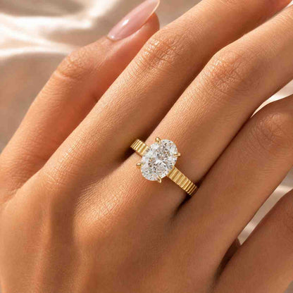 Oval Lab Grown IGI Certified E VVS2 Diamond Ring, 14k Gold Wedding Bridal Ring