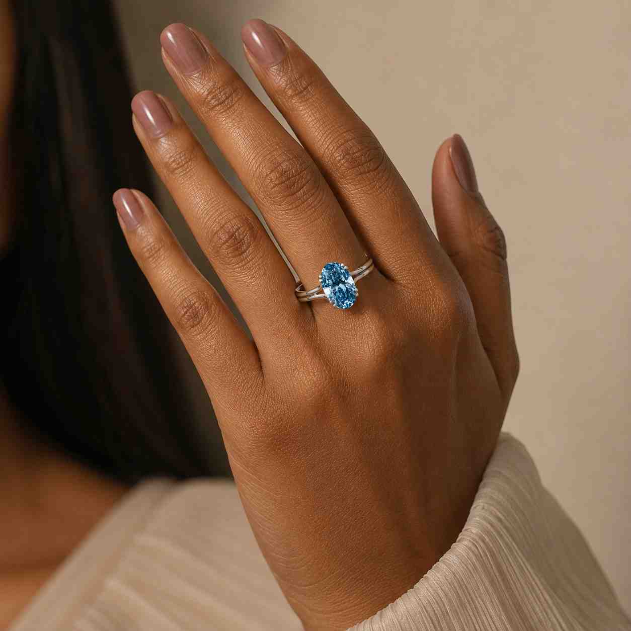 oval london blue topaz halo ring | flower pinky ring | vintage floral ring | 14k solid gold ring | december birthstone gift
