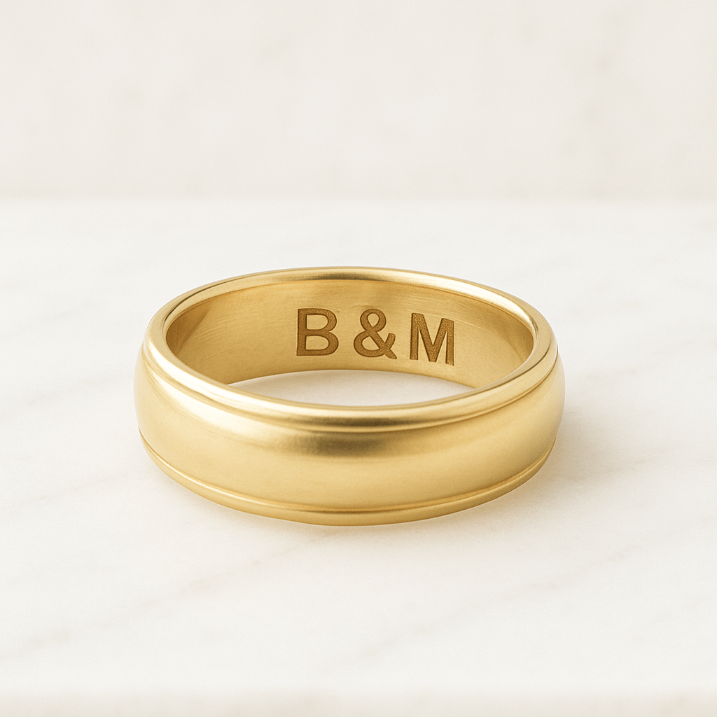 Oval Matching Band for Birthday Gift, Custom ring