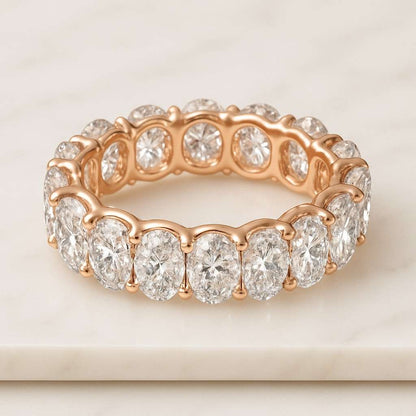 Oval Moissanite Band Oval Eternity Band Oval Wedding Band Oval Cut Matching Diamond Wedding Band 14K Gold Half Eternity Womens Band