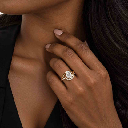 Oval Moissanite Engagement Ring: 14K Rose Gold Three Stone Anniversary Ring