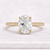 Oval Lab Grown Diamond Wedding Ring Round Cut Diamond Hidden Halo Ring