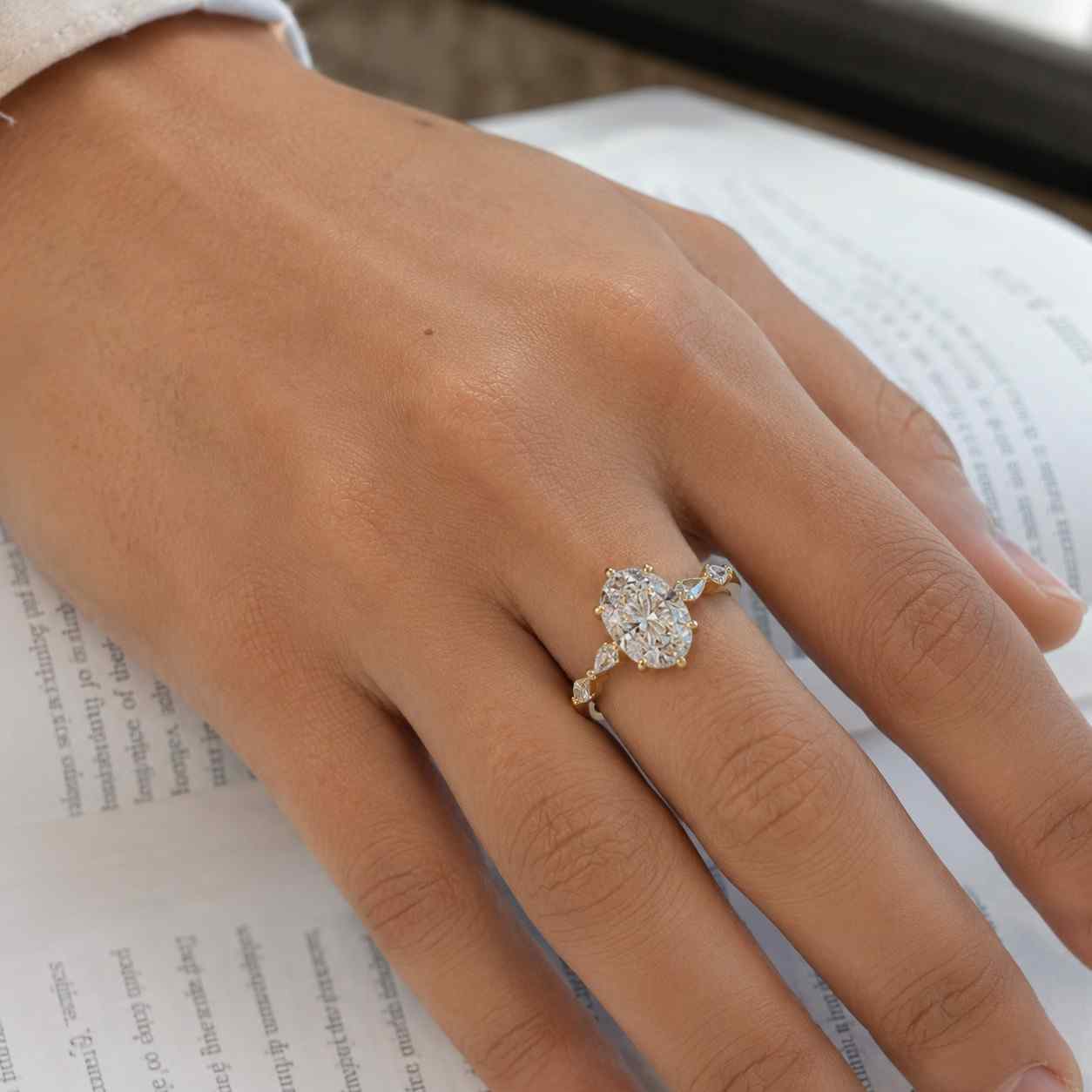 Oval Moissanite Engagement Ring with Pave Setting, Claw Prong Setting Wedding Ring for Her, Anniversary Gift Ring for Women, Handmade Ring