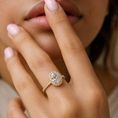 Oval Moissanite Hidden Halo Engagement Ring, 2 Ct/ 9*7mm Oval Certified Diamond Ring, Oval Shape Ring , Oval Diamond Ring. Halo Promise Ring