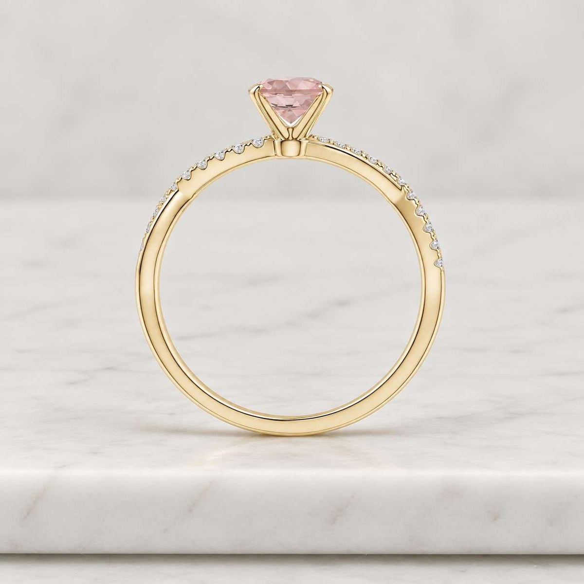 Oval Morganite engagement ring rose gold vintage engagement ring Art deco Marquise cut diamond Cluster ring 3/4 eternity Twisted Bridal gift
