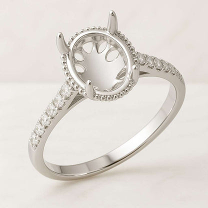 Oval Prong Bezel Rose Gold Plated Solid 925 Sterling Silver DIY Adjustable Ring