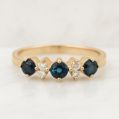 Oval Sapphire Ring Lab Grown Diamond Halo in 14K Solid Gold Large Blue Sapphire Cocktail Ring