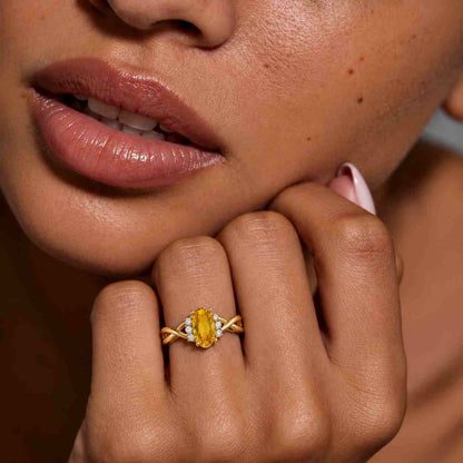 Oval Sapphire Solid Gold Engagement Ring, Nature Inspired Leaf Branch Twist Ring, Wedding Ring for Women, Anniversary Gift
