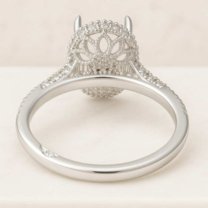 Oval Shape Lab Diamond Semi Mount Wedding Ring CVD Diamond Accent Ring Eco Friendly Diamond Engagement Ring Handmade Diamond Custom Ring 18k Yellow Gold Mount Ring Oval Stone Setting Gifted Diamond