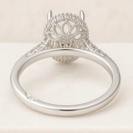 Oval Shape Lab Diamond Semi Mount Wedding Ring CVD Diamond Accent Ring Eco Friendly Diamond Engagement Ring Handmade Diamond Custom Ring 18k Yellow Gold Mount Ring Oval Stone Setting Gifted Diamond