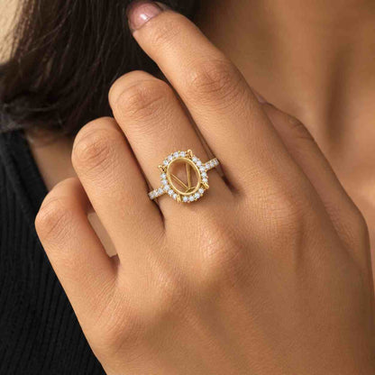 Oval Shape Lab Grown Diamond Engagement Ring  Hidden Halo with Pave Round Diamonds  IGI Certified  10k 14k 18k Gold, Platinum & Silver