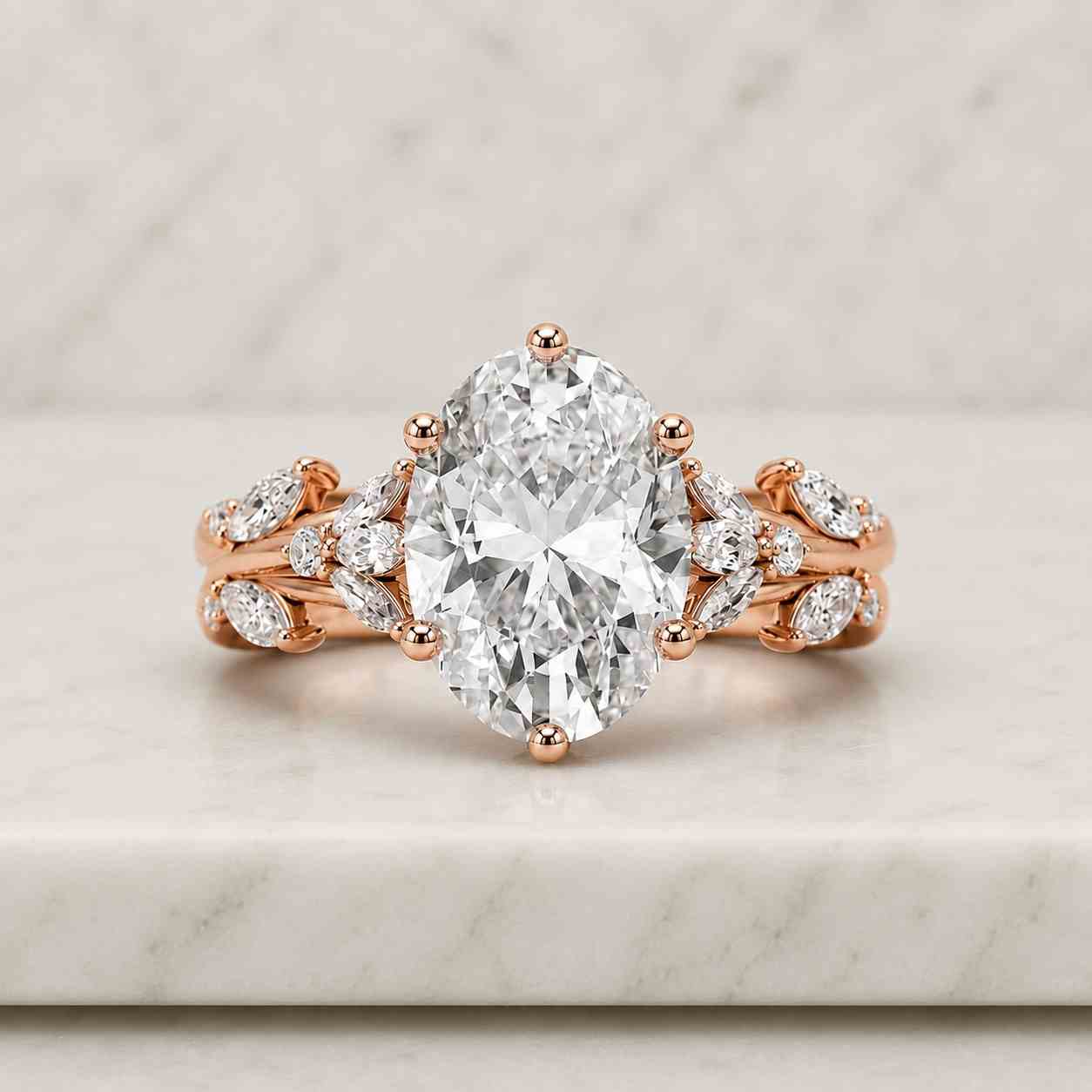 oval shape lab grown diamond engagement ring | hidden halo with pave round diamonds | igi certified | 10k 14k 18k gold, platinum & silver
