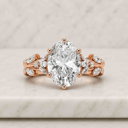 Oval Shape Lab Grown Diamond Engagement Ring | Hidden Halo with Pave Round Diamonds | IGI Certified | 10k 14k 18k Gold, Platinum & Silver
