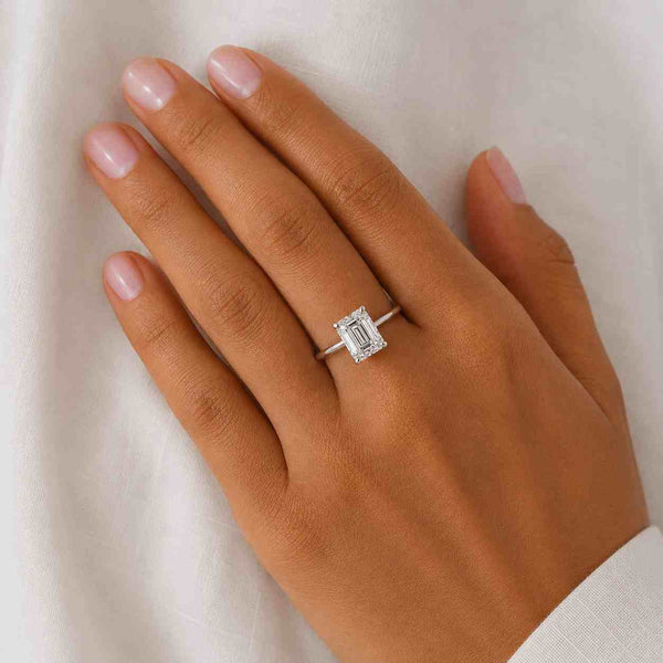 Oval Shape Lab Grown Diamond Engagement Ring  Hidden Halo with Pave Round Diamonds Ring