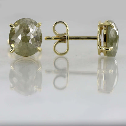 Oval Shape Salt and Pepper Diamond Earring