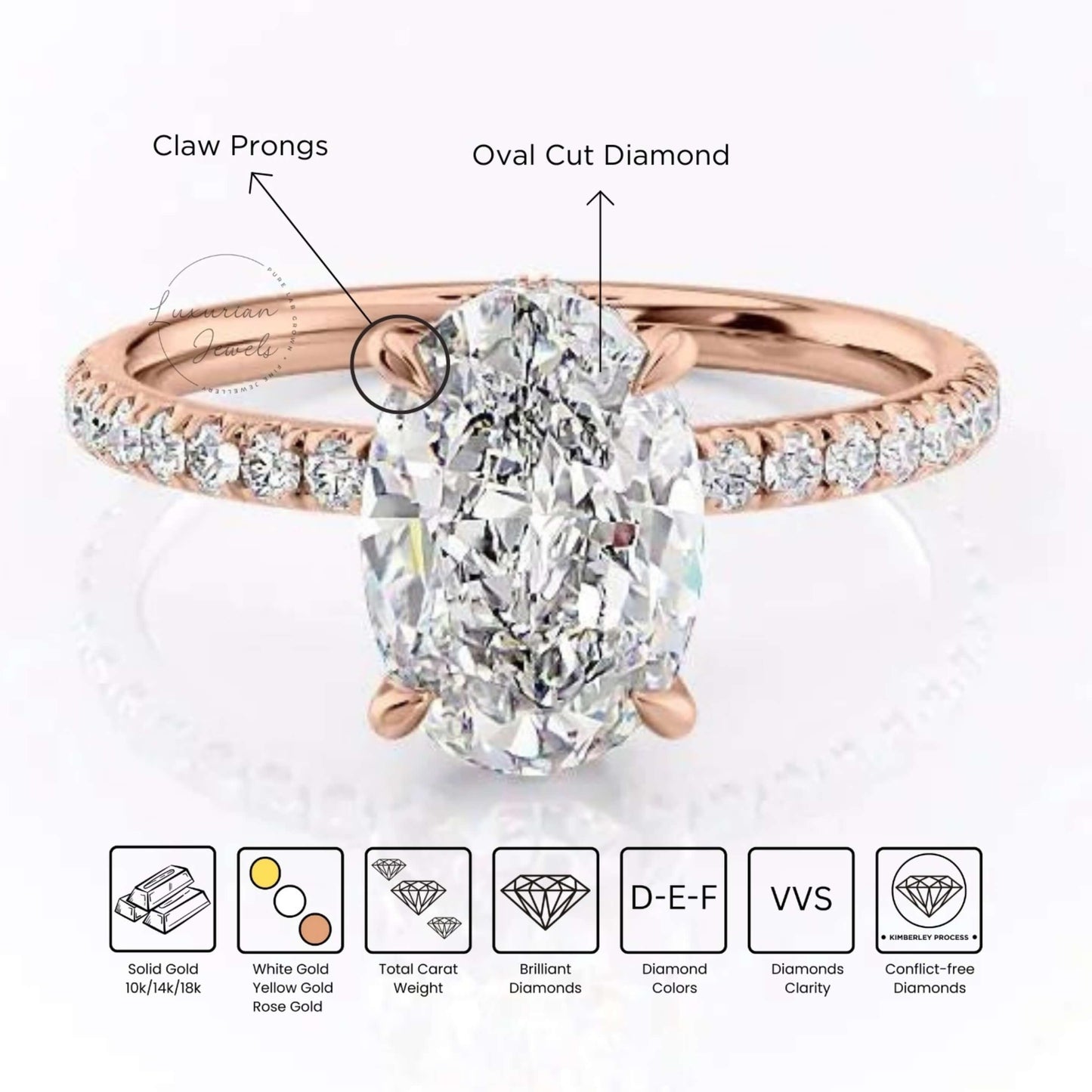 Oval Solitaire Ring, Hidden halo Wedding Ring 