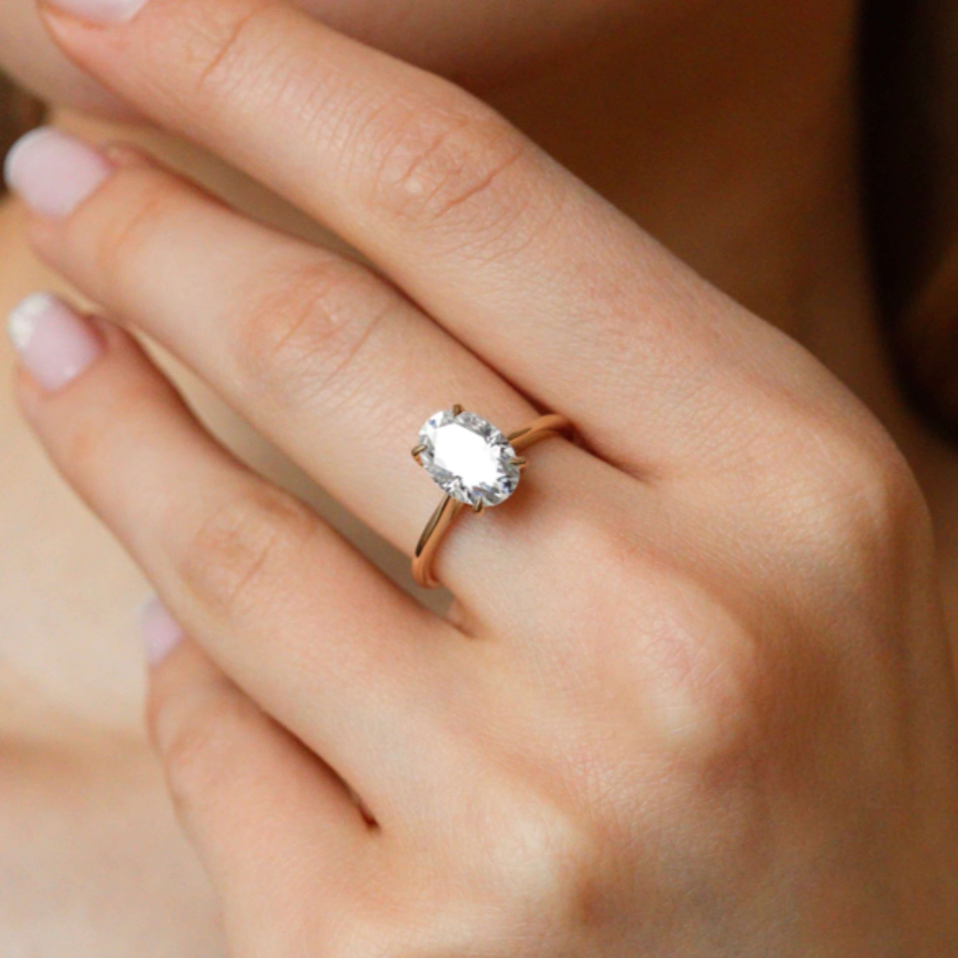Oval Solitaire Ring, Unique Anniversary Ring Gifts For Women