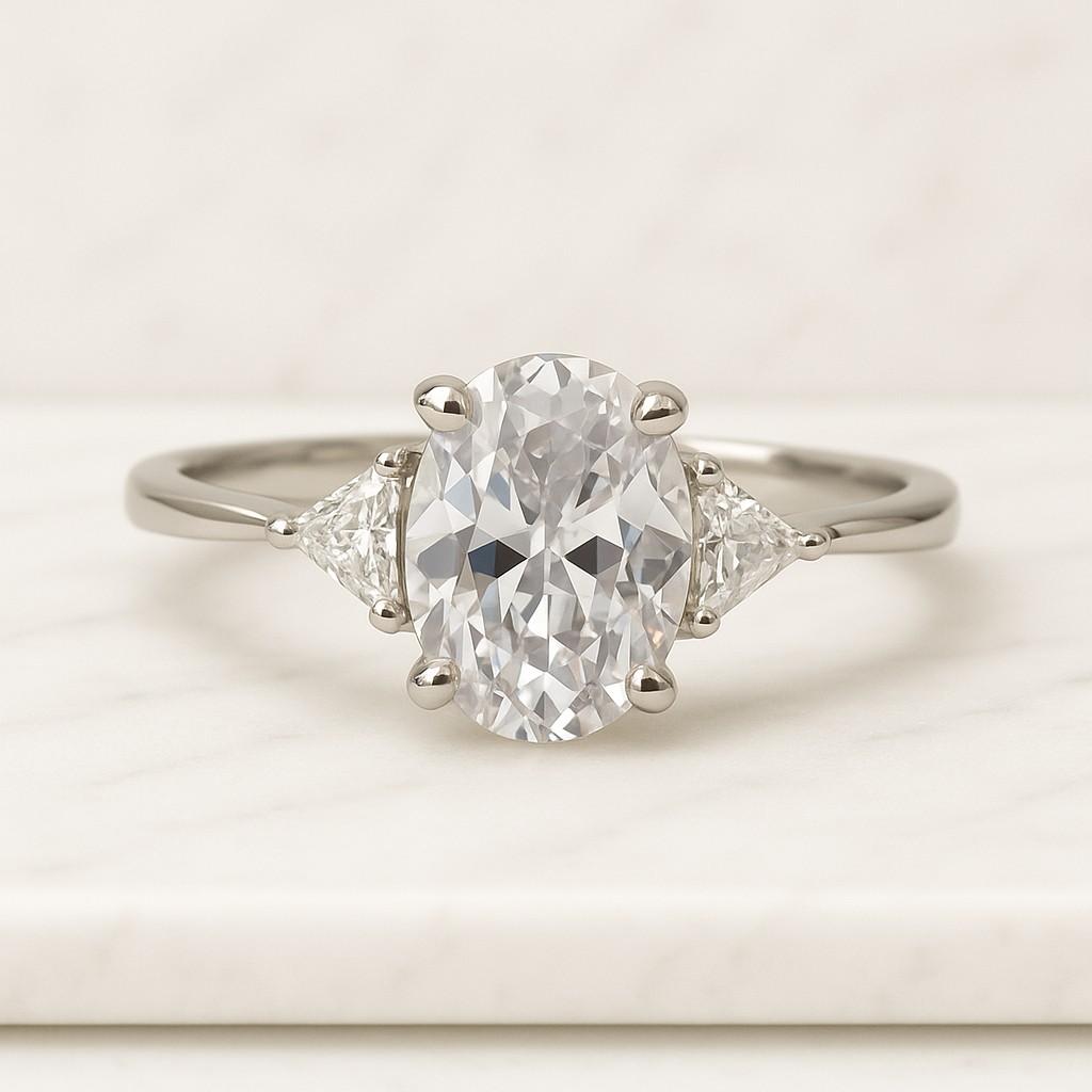 Oval Three Stone Engagement Ring 2.50 TCW Oval Cut Lab Grown Diamond Ring Wedding Ring For