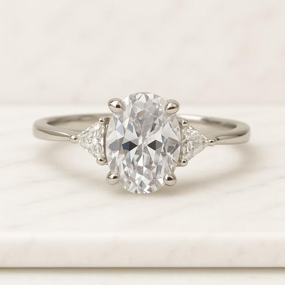 Oval Three Stone Engagement Ring 2.50 TCW Oval Cut Lab Grown Diamond Ring Wedding Ring For