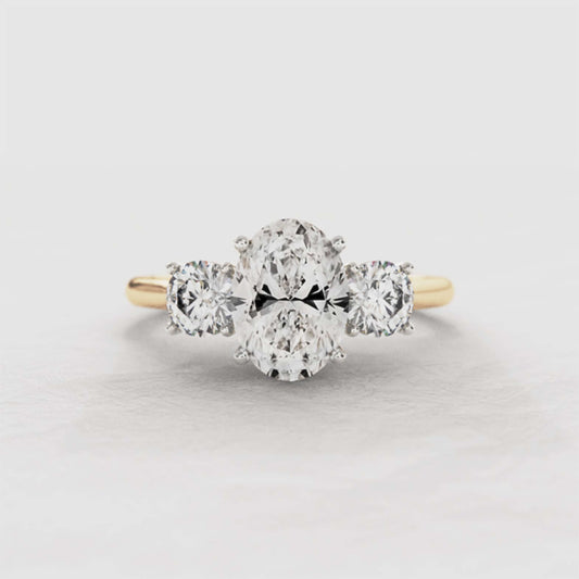 Oval Three Stone Engagement Ring For Christmas Gift