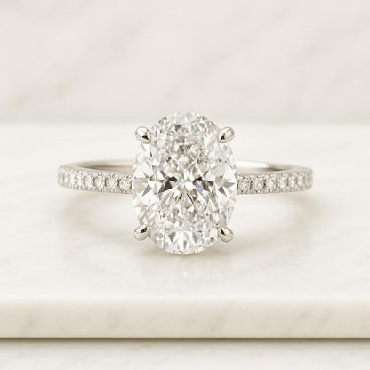 Oval Three Stone Engagement Ring Oval Cut Moissanite Ring