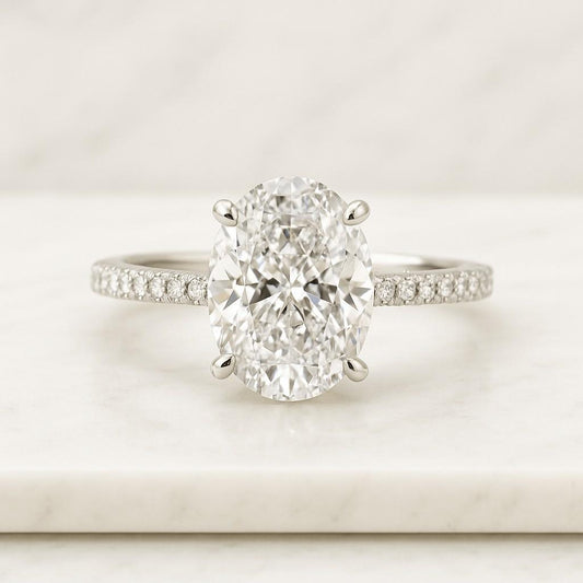 Oval Three Stone Engagement Ring Oval Cut Moissanite Ring