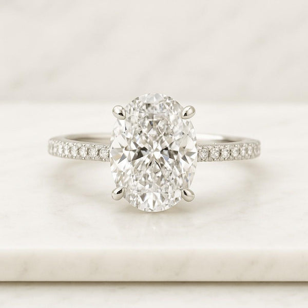 Oval Three Stone Engagement Ring Oval Cut Moissanite Ring