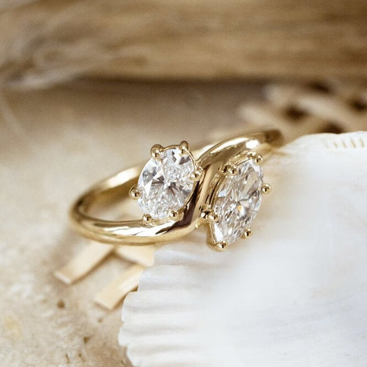 Oval With Marquise Cut Toi Et Moi Engagement Ring