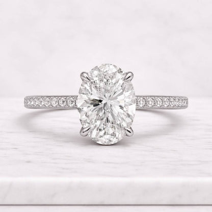 Oval cut Promise Ring | Dainty Thin Yellow Gold Band
