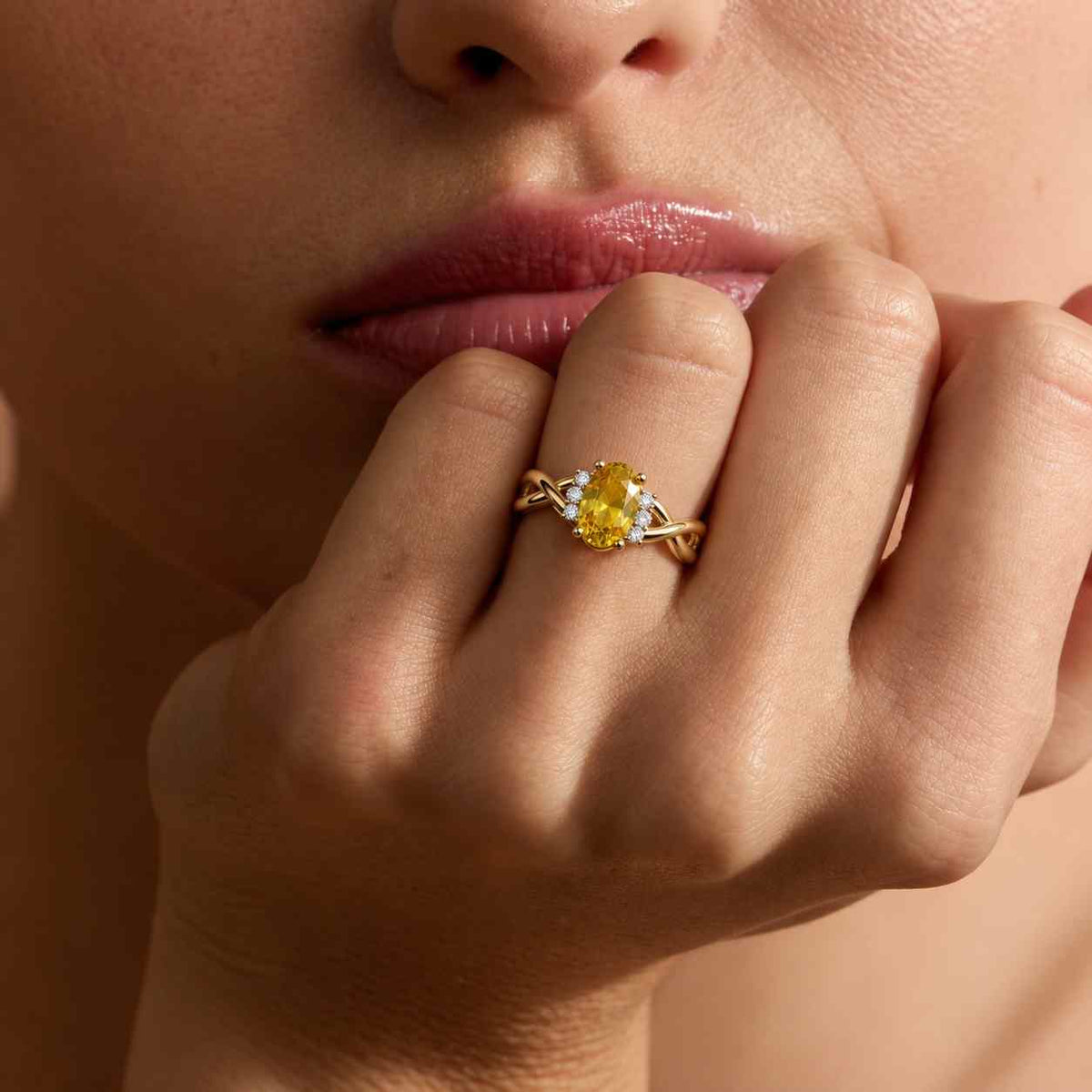 Oval cut Sapphire 18K yellow Gold ring for women luxury handmade proposal engagement ring bridal anniversary gifts for her cluster ring

